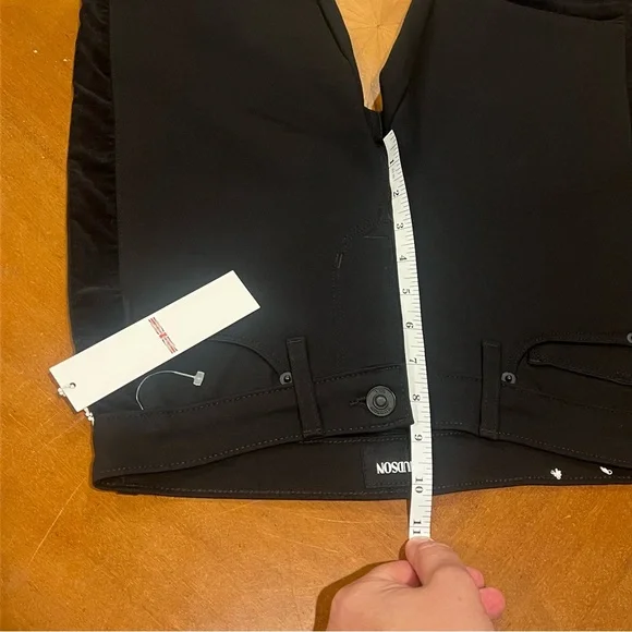 NEW $235 Hudson Jeans Amory Super Skinny Black Velvet Tuxedo Stripe Revolve